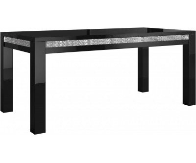 Table à manger noire et blanche 160 cm avec strass KRISTAL