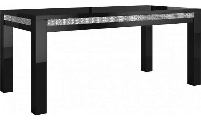 Table à manger noire et blanche 160 cm avec strass KRISTAL