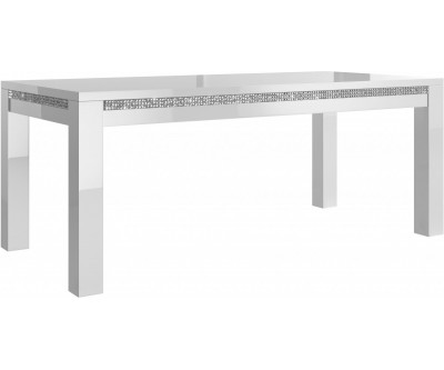 Table à manger blanche 160 cm avec strass KRISTAL