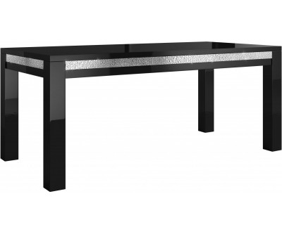 Table à manger 160cm noire laquée garnie de cristaux WAREMME