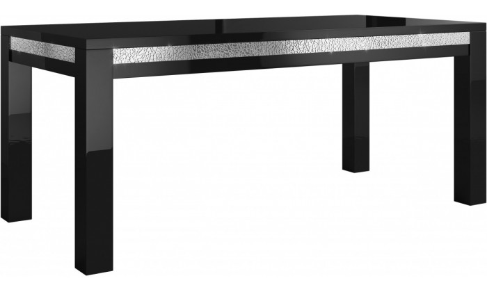 Table à manger 160cm noire laquée garnie de cristaux WAREMME