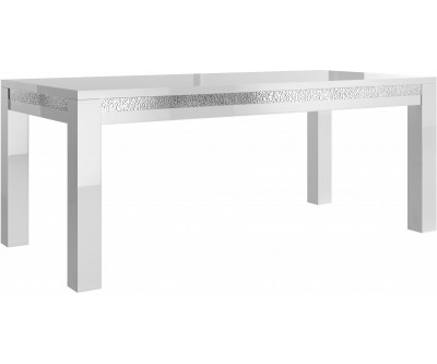 Table à manger 160cm blanche laqué et strass WAREMME