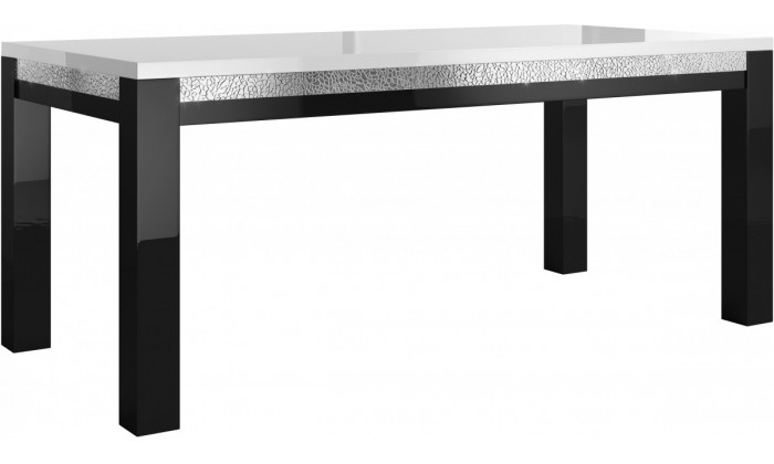 Table à manger 160cm noire et blanche cristaux WAREMME