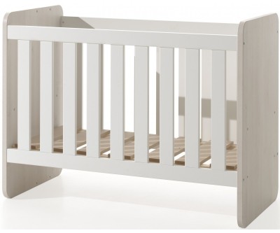 Lit bébé évolutif contemporain coloris chêne beige/blanc Yello