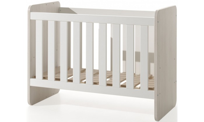 Lit bébé évolutif contemporain coloris chêne beige/blanc Yello