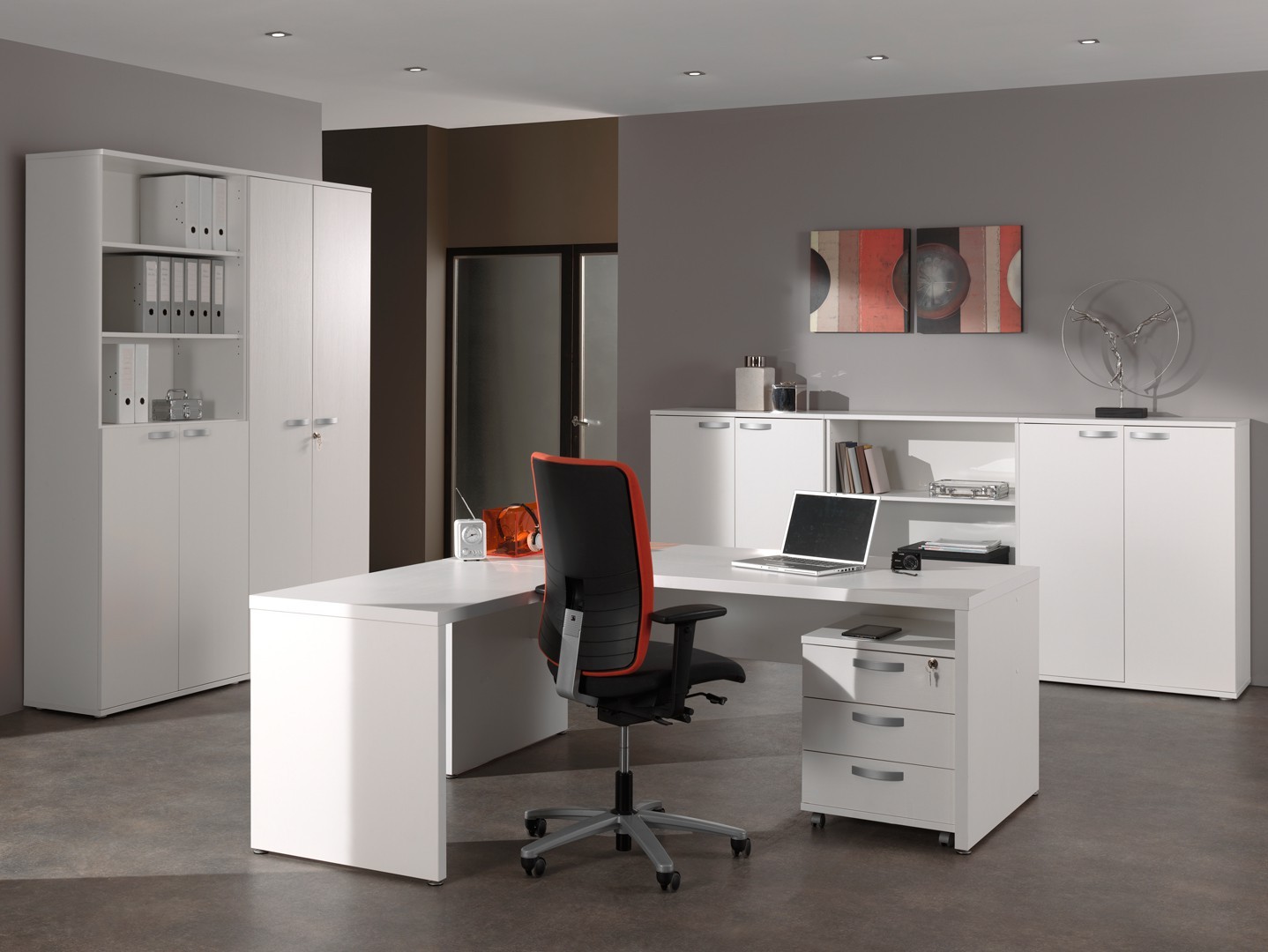 Ensemble de bureau contemporain blanc OCTAVIA PAS CHER