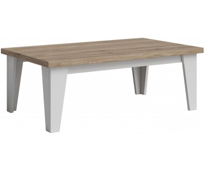 Table basse contemporaine chêne/blanc veiné mat Melanie