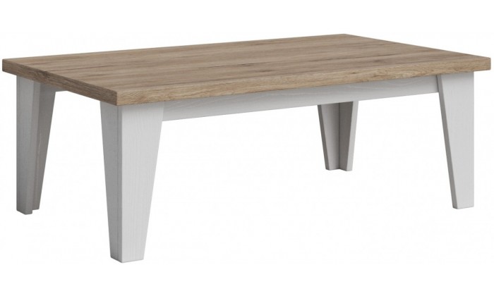 Table basse contemporaine chêne/blanc veiné mat Melanie