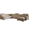 Canapé d'angle design panoramique confortable haut de gamme cuir look cream ELEVANTO