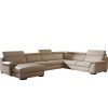 Canapé d'angle design panoramique confortable haut de gamme cuir look cream ELEVANTO