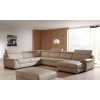 Canapé d'angle design panoramique confortable haut de gamme cuir look cream ELEVANTO