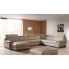 Canapé d'angle design panoramique confortable haut de gamme cuir look cream ELEVANTO