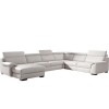 Canapé d'angle design panoramique confortable haut de gamme cuir look blanc ELEVANTO
