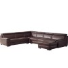 Canapé d'angle design panoramique confortable haut de gamme cuir look brun ELEVANTO