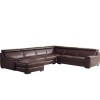 Canapé d'angle design panoramique confortable haut de gamme cuir look brun ELEVANTO