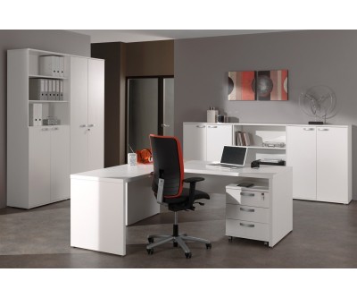 Ensemble de bureau contemporain blanc Octavia, Ensemble de bureau, BUREAU, BUREAU, Ensemble de bureau pas cher