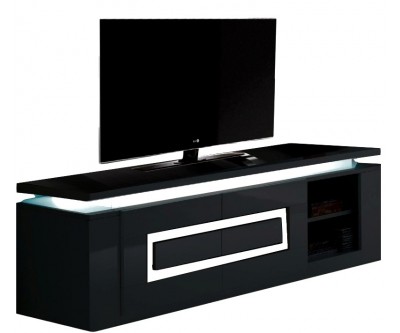 Meuble TV blanc laqué design lumineux DORIA