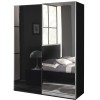 Armoire à coulissantes garde-robe design 180 cm noir laqué qualité italien SEVILLA