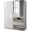 Armoire à coulissantes  180 cm design blanc laqué ligne chrome qualité italien AMARIO