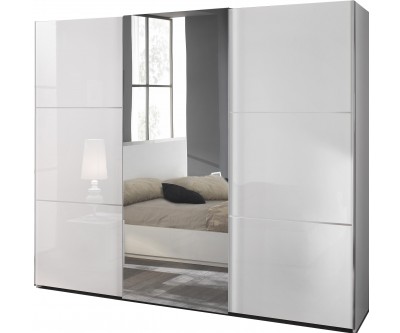 Armoire à coulissantes design 225cm blanc laqué qualité italien SEVILLA