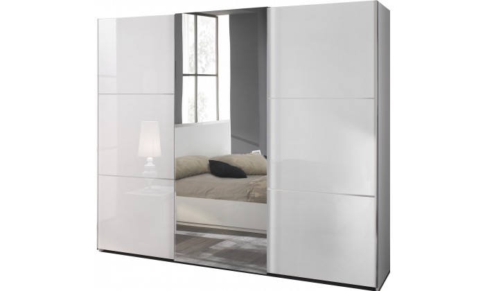 Armoire à coulissantes design 225cm blanc laqué qualité italien SEVILLA