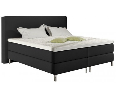 Sommier tapissier- boxspring fixe literie 140 x 200 cm moderne en eco cuir noir FLORENCE