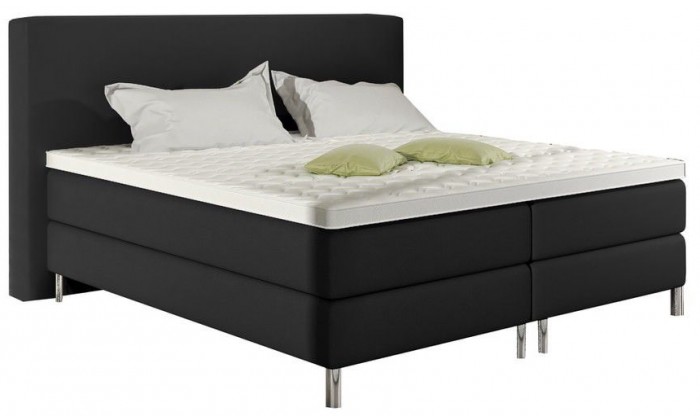 Sommier tapissier- boxspring fixe literie 140 x 200 cm moderne en eco cuir noir FLORENCE