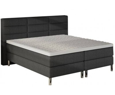 Sommier tapissier lit boxspring fixe140 x 200 cm sommier et matelas à ressorts en tissu gris PALACIO