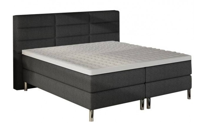 Sommier tapissier lit boxspring fixe140 x 200 cm sommier et matelas à ressorts en tissu gris PALACIO