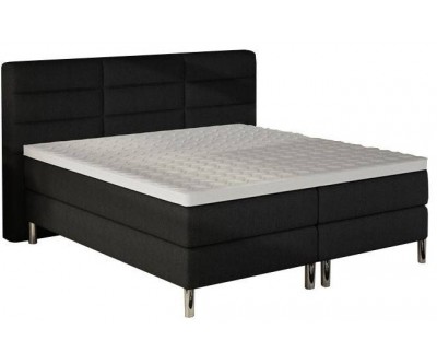 Sommier tapissier lit boxspring fixe140 x 200 cm sommier et matelas à ressorts en tissu noir PALACIO