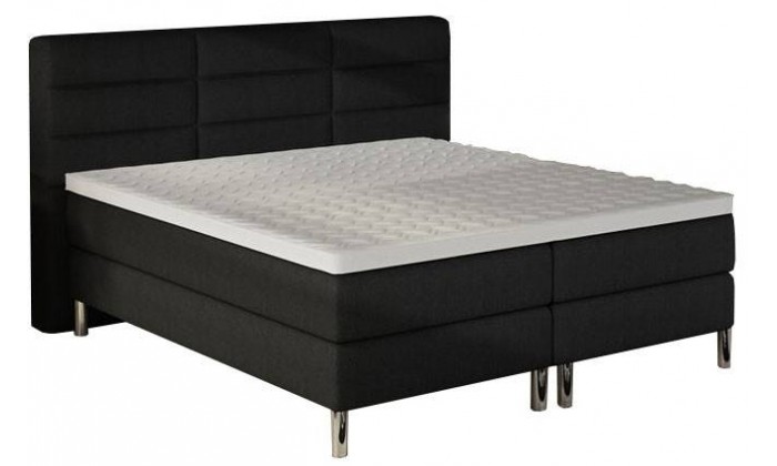 Sommier tapissier lit boxspring fixe140 x 200 cm sommier et matelas à ressorts en tissu noir PALACIO