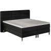 Sommier tapissier lit boxspring fixe140 x 200 cm sommier et matelas à ressorts en tissu noir PALACIO