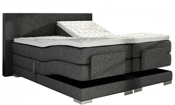 Lit boxspring electrique 160 x 200 cm en tissu gris lux bed pas cher spring box premium PRESTIGE