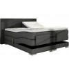 Lit boxspring electrique 160 x 200 cm en tissu gris lux bed pas cher spring box premium PRESTIGE