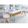 Table à manger Onyx 160-200cm chêne blanc verre