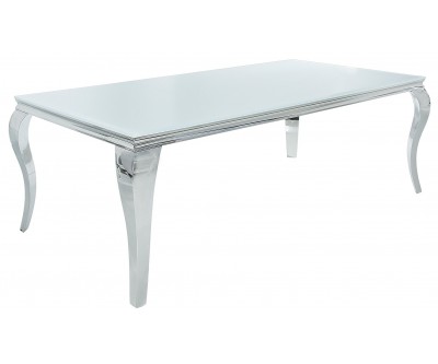 Table à manger baroque moderne 200cm argent blanc