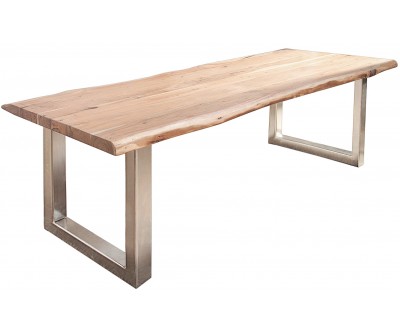 Table à manger Mammut 300cm acacia 60mm acier inoxydable