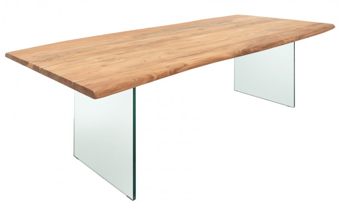 Table à manger Mammut 240cm acacia 35mm verre