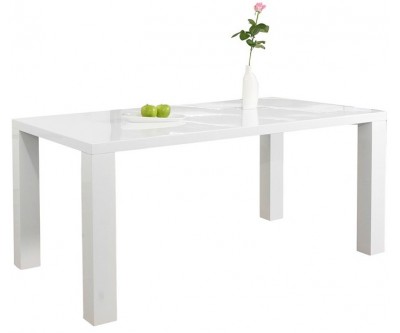 Table à manger Lucente blanc brillant 160cm