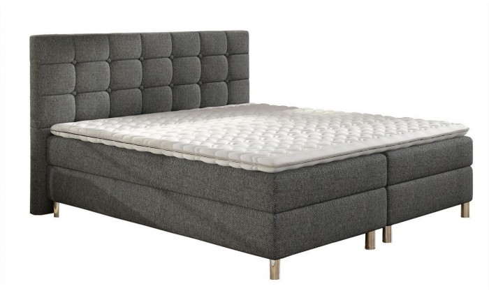 Sommier tapissier- boxspring fixe literie 160 x 200 cm moderne en tissu gris PARMENI