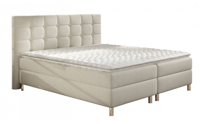 Sommier tapissier- boxspring fixe literie 160 x 200 cm moderne en tissu beige PARMENI