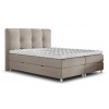 Sommier tapissier- boxspring avec coffre et literie 140 x 200 cm moderne en tissu beige ROSINA