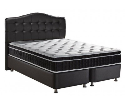 Lit boxspring completé avec grande coffre rangement coloris noir TAMPALUX