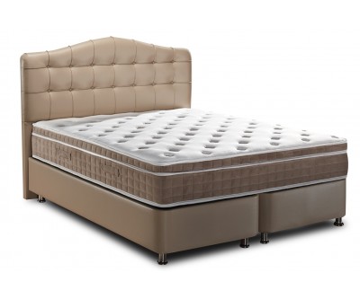 Lit boxspring completé avec grande coffre rangement coloris noir TAMPALUX