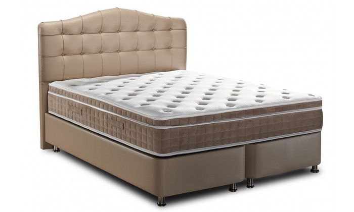 Lit boxspring completé avec grande coffre rangement coloris noir TAMPALUX