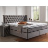 Lit box literie boxspring avec rangement complete gris EDITION