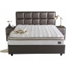 Lit box literie boxspring avec rangement complete gris TEVIN