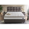 Lit box literie boxspring avec rangement complete gris TEVIN