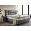 Lit box literie boxspring avec rangement complete gris TEVIN