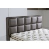 Lit box literie boxspring avec rangement complete gris TEVIN